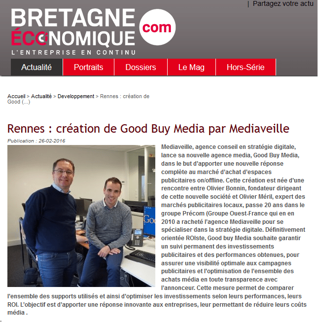 Création de Good Buy Media par MEDIAVEILLE