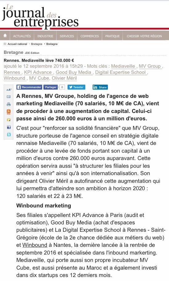 Mediaveille lève 740.000 € et lance Winbound