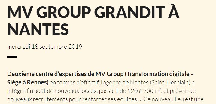 MV GROUP grandit à Nantes