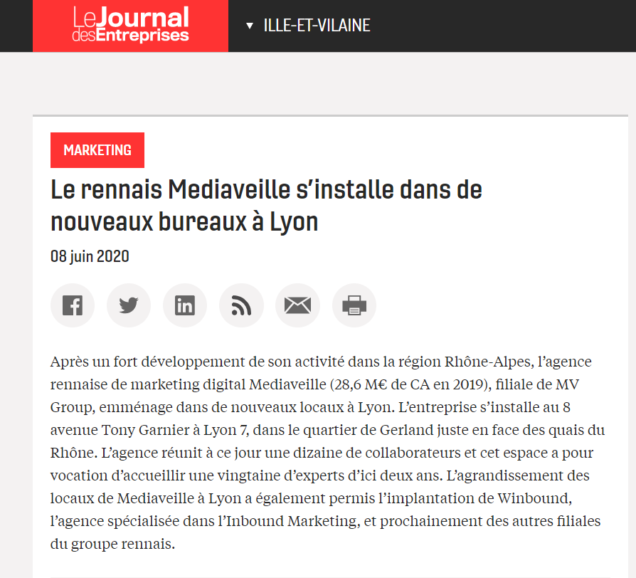 LE RENNAIS MEDIAVEILLE S’INSTALLE À LYON